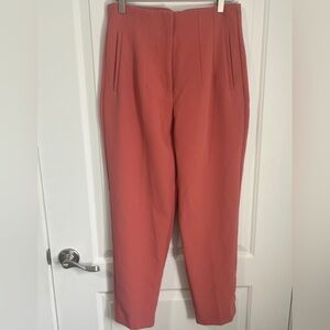ZARA High-Waisted Tailored Coral Pink Pants Size M